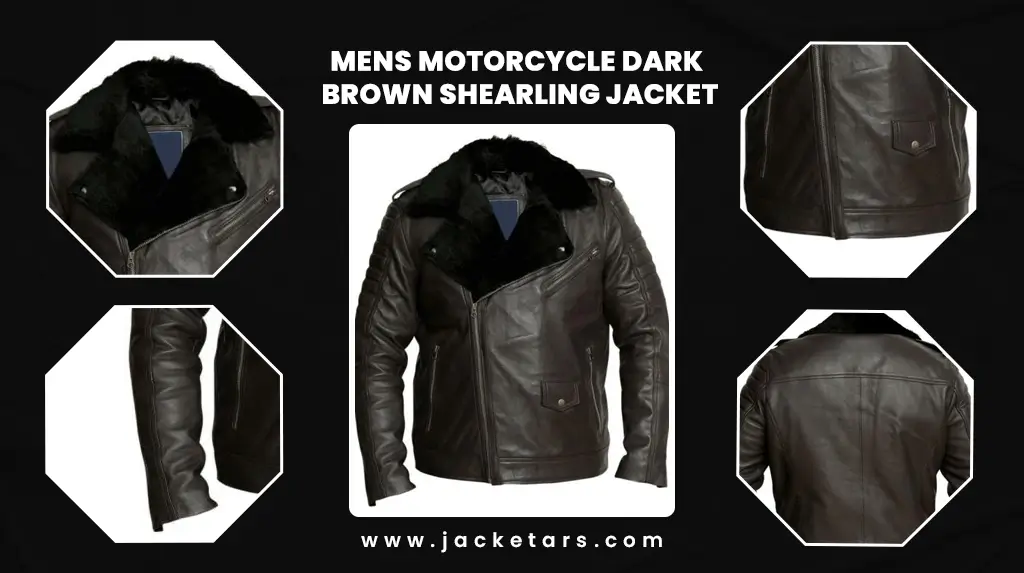 Mens Motorcycle Dark Brown Shearling Jacket