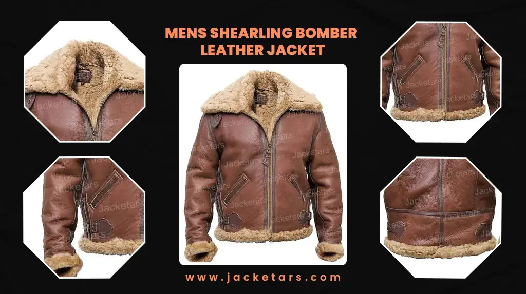 Mens Shearling Bomber Leather Jacket