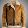 Mens Aviator Shearling Brown Leather Jacket