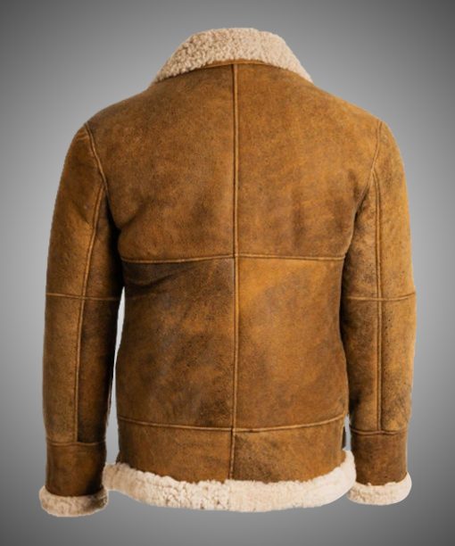 Mens Aviator Shearling Leather Brown Jacket