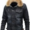 Mens Casual Denim Shearling Jacket