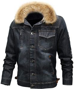 Mens Casual Denim Shearling Jacket