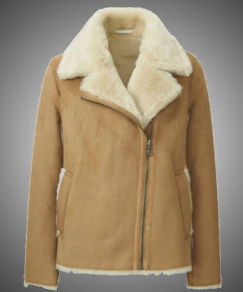 Women Brown Faux Shearling Jacket