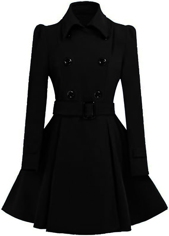 Women Double Breasted Swing Pea Coat