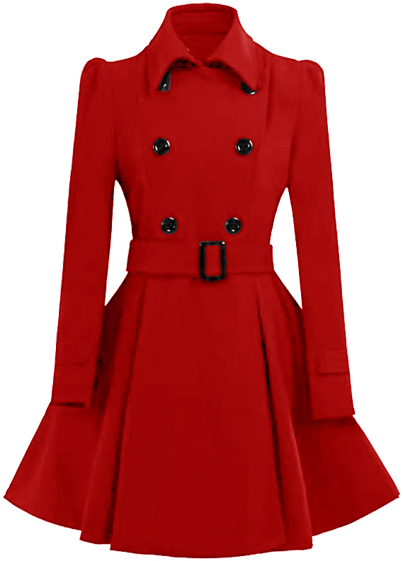 Women Double Breasted Swing Pea Coat | Womens Wool Pea Coat