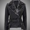Womens Black Shearling Leather Jacket