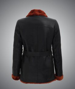 Jacketars Women Textured Leather Peacoat