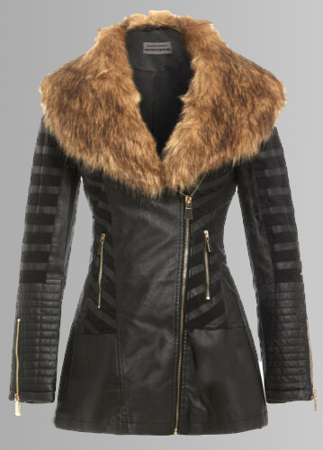 Womens Shearling Black Coat