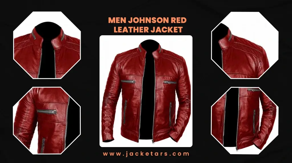 Men Johnson Red Leather Jacket