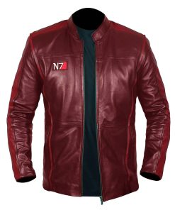 Men N7 Mass Effect 3 Biker Red Jacket