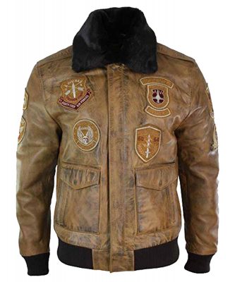 Mens Aviator Bomber Leather Jacket