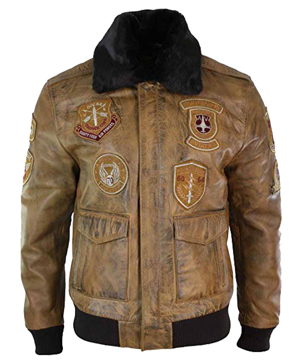 Mens Aviator Bomber Leather Jacket | Winter Jackets - Jacketars