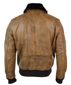 Mens Aviator Tan Brown Bomber Leather Jacket