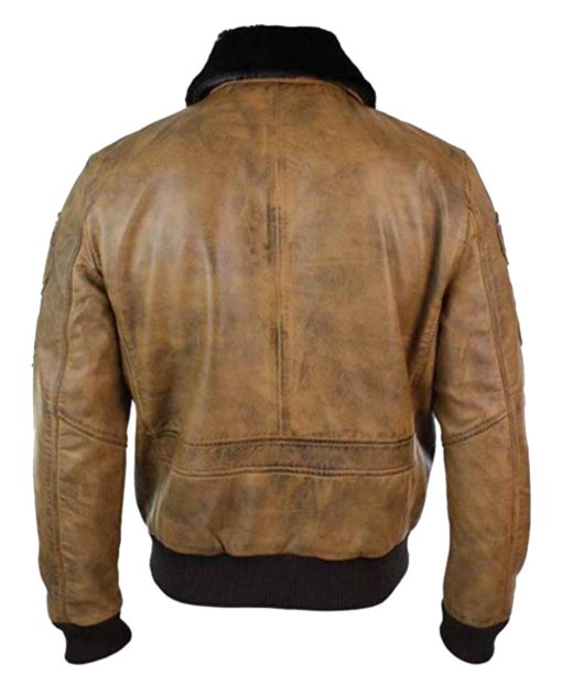Mens Aviator Tan Brown Bomber Leather Jacket