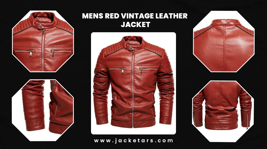 Mens Red Vintage Leather Jacket