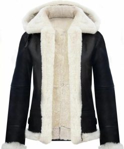 Women Hooded Shearling Jacket