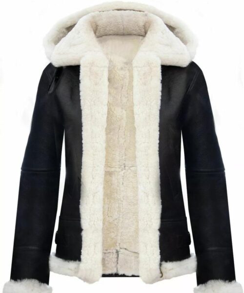 Women Hooded Shearling Jacket