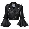 Womens Stylish Cropped Black Leather Jacket