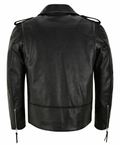 Men Biker Black Leather Jacket