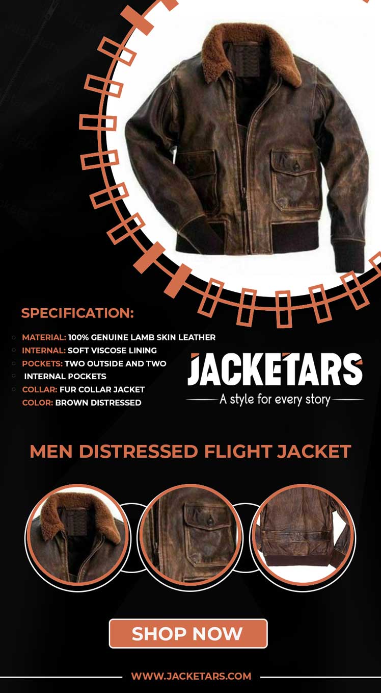 Men Distressed Flight Jacket