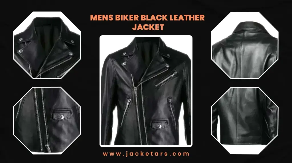 Mens Biker Black Leather Jacket