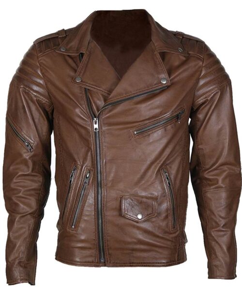 Mens Brown Biker Leather Jacket