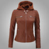 Womens Cafe Racer Brown Leather Jacket