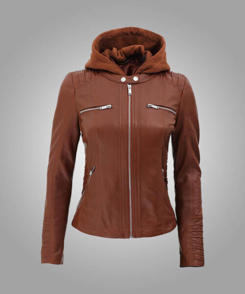 Womens Cafe Racer Brown Leather Jacket