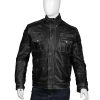 Cafe Racer Distressed Black Leather Jacket
