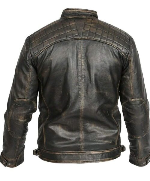 Cafe Racer Retro Motorcycle Brown Leather Jacket