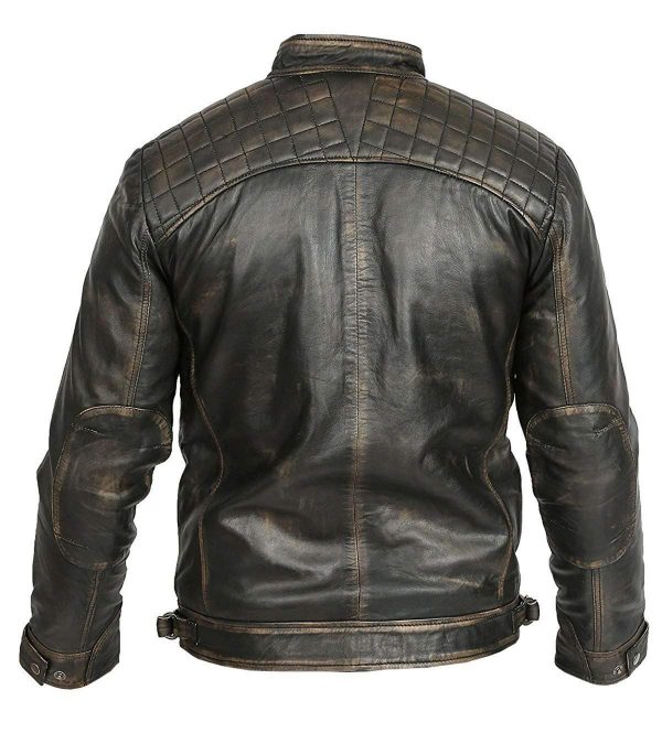 Mens Cafe Racer Brown Tiger Motorcycle Biker Leather Jacket