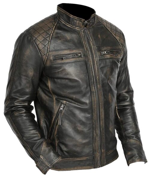 Cafe Racer Retro Motorcycle Leather Jacket