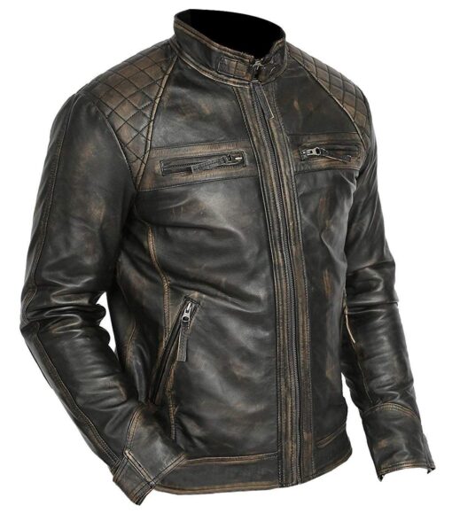 Cafe Racer Retro Motorcycle Leather Jacket