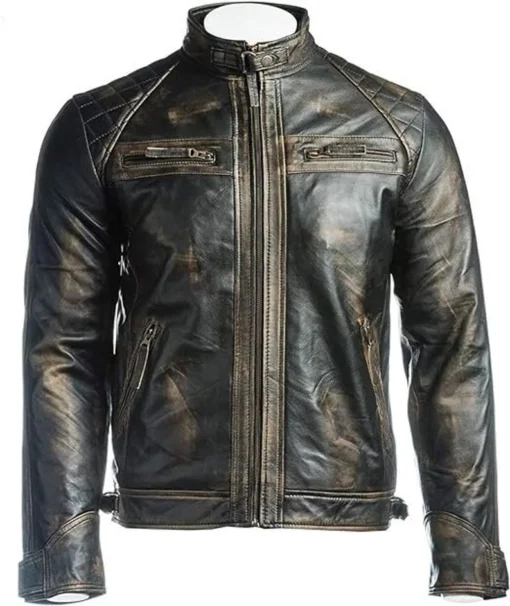 Cafe Racer Retro Motorcycle Leather Jacket