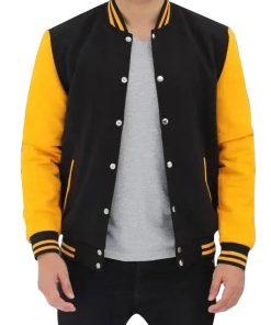 Mens Black and Yellow Bomber Jacket