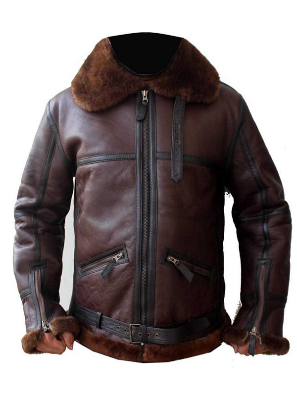 Mens Coffmen Shearling Brown Leather Jacket | Winter Jackets- Jacketars