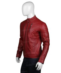 Mens Stylish Slimfit Biker Red Leather Jacket