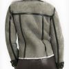 Womens Asymmetrical Shearling Grey Leather Jacket