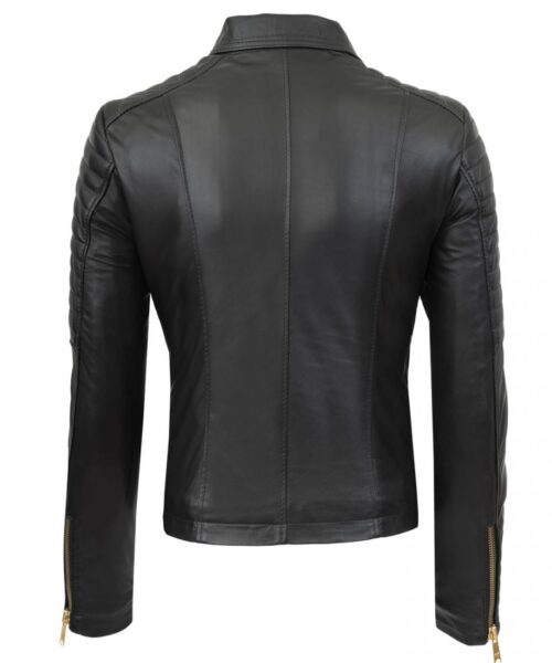 Womens Padded Black Biker Jacket