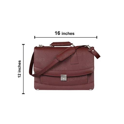 Venezia Briefcase Laptop Messenger Maroon Leather Bag