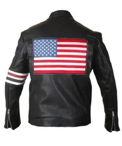 American US Flag Leather Motorcycle Jacket
