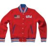 United States Red Letterman Varsity Bomber Jacket