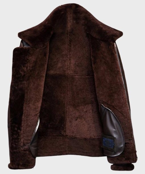 Distressed B3 Mens Brown Shearling Leather Jacket