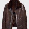 Distressed B3 Mens Brown Shearling Leather Jacket