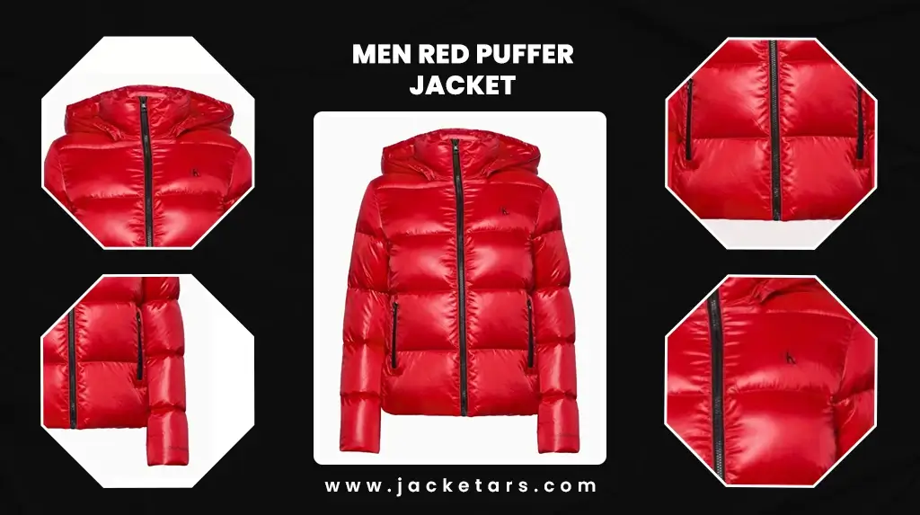 Men Red Puffer Jacket