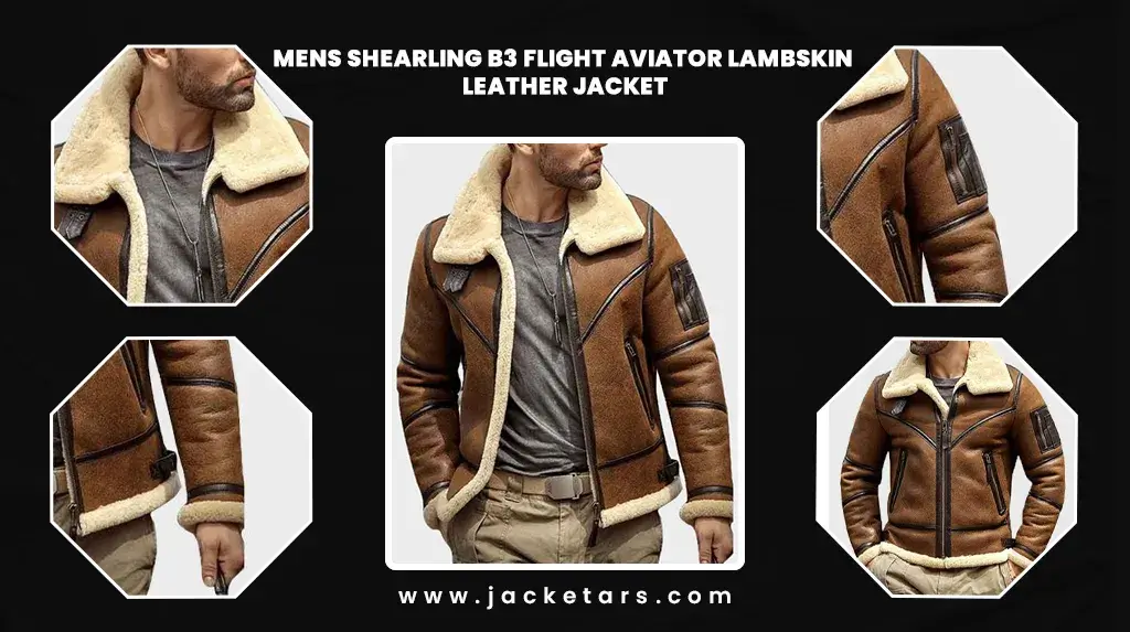 Mens Shearling B3 Flight Aviator Lambskin Leather Jacket
