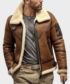 Mens Shearling B3 Flight Sheepskin Leather Aviator Jacket