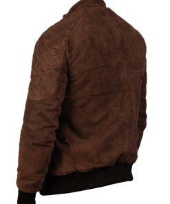 Mens Brown Bomber Suede Leather Jacket