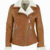 Womens-Tan-Brown-Shearling-Leather-Jacket