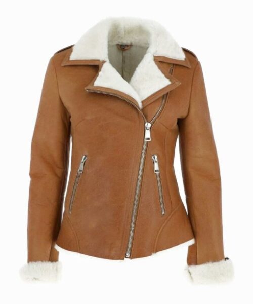 Womens-Tan-Brown-Shearling-Leather-Jacket